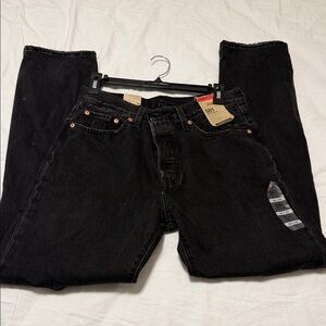 Levi's Men's 501XX High Rise Straight Leg Thrashed Black Jeans